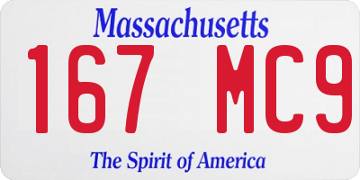 MA license plate 167MC9