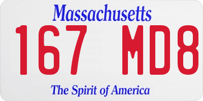 MA license plate 167MD8
