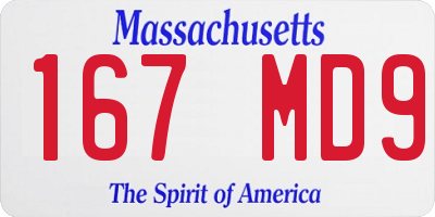 MA license plate 167MD9