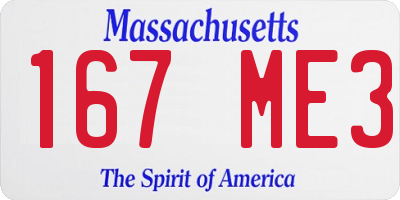 MA license plate 167ME3