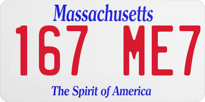 MA license plate 167ME7