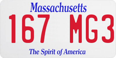 MA license plate 167MG3