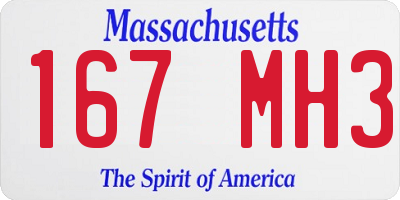 MA license plate 167MH3