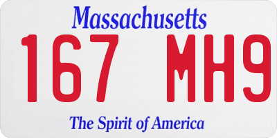 MA license plate 167MH9