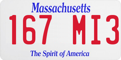 MA license plate 167MI3
