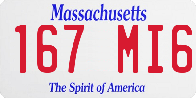 MA license plate 167MI6
