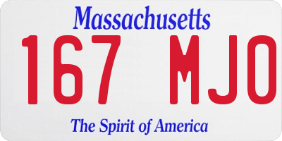 MA license plate 167MJ0