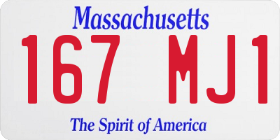 MA license plate 167MJ1