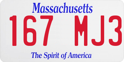 MA license plate 167MJ3