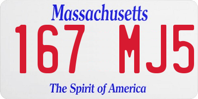 MA license plate 167MJ5