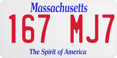 MA license plate 167MJ7