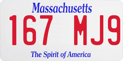 MA license plate 167MJ9