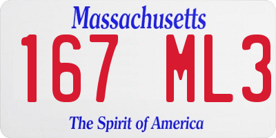 MA license plate 167ML3