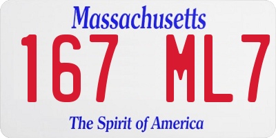 MA license plate 167ML7