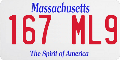 MA license plate 167ML9