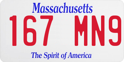 MA license plate 167MN9