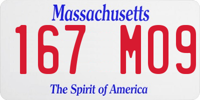 MA license plate 167MO9