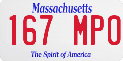 MA license plate 167MP0
