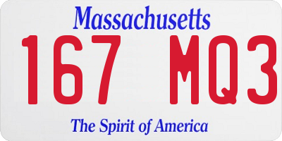 MA license plate 167MQ3