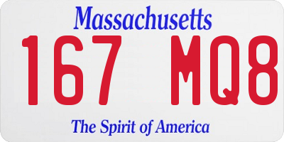 MA license plate 167MQ8