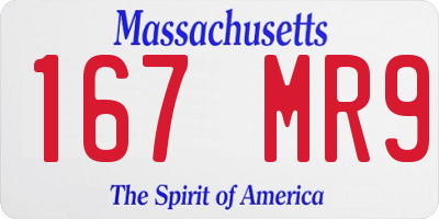 MA license plate 167MR9