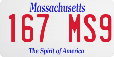 MA license plate 167MS9
