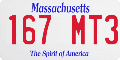 MA license plate 167MT3