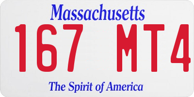 MA license plate 167MT4