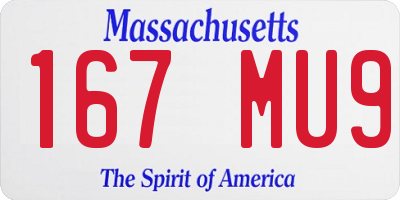 MA license plate 167MU9