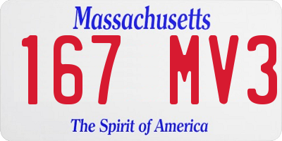 MA license plate 167MV3
