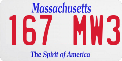 MA license plate 167MW3