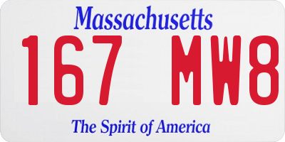 MA license plate 167MW8