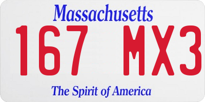 MA license plate 167MX3