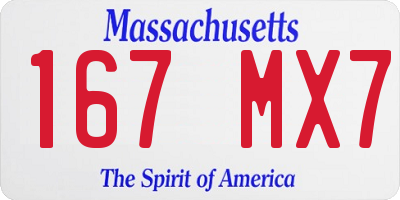 MA license plate 167MX7