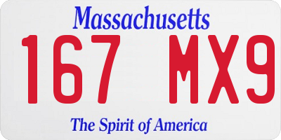 MA license plate 167MX9