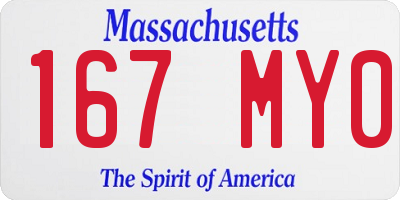 MA license plate 167MY0