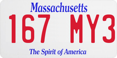 MA license plate 167MY3
