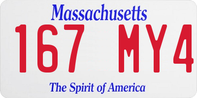 MA license plate 167MY4