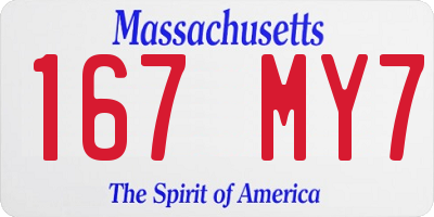 MA license plate 167MY7