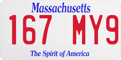 MA license plate 167MY9