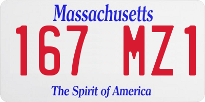 MA license plate 167MZ1