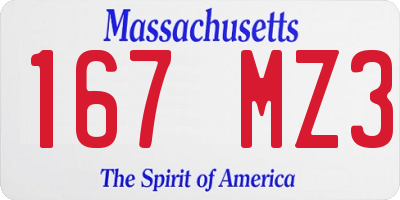 MA license plate 167MZ3
