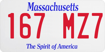MA license plate 167MZ7