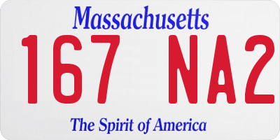 MA license plate 167NA2