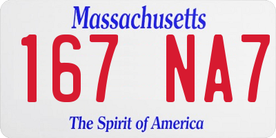 MA license plate 167NA7