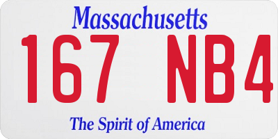 MA license plate 167NB4