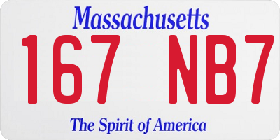 MA license plate 167NB7