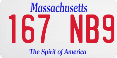 MA license plate 167NB9