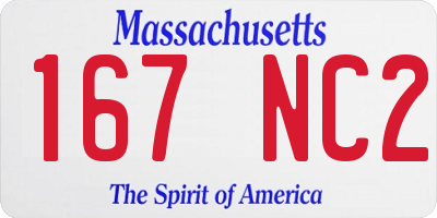 MA license plate 167NC2