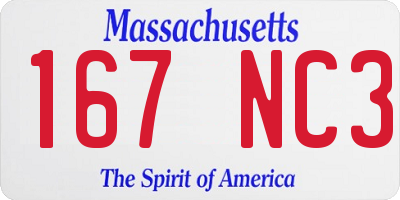 MA license plate 167NC3
